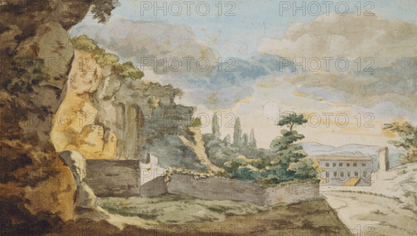 Evening mood at the Muro Torto in front of the Porta del Popolo in Rome, 1787. Creator: Johann Wolfgang von Goethe.