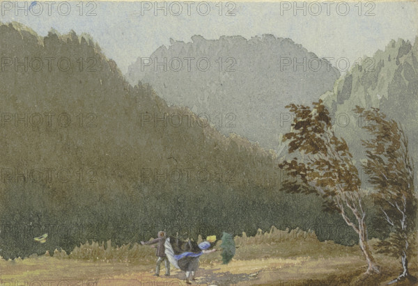 The Storm: Mountain Walkers Surprised by Storm, 19th century. Creator: Unknown.