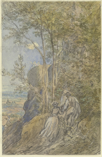 Ascent to a castle ruin, c1850-1905. Creator: Anton Burger.