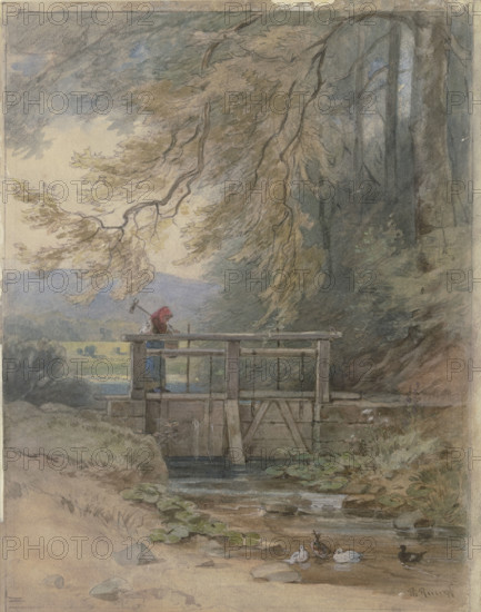 Forest landscape with weir, c1840-1890s. Creator: Philipp Rumpf.