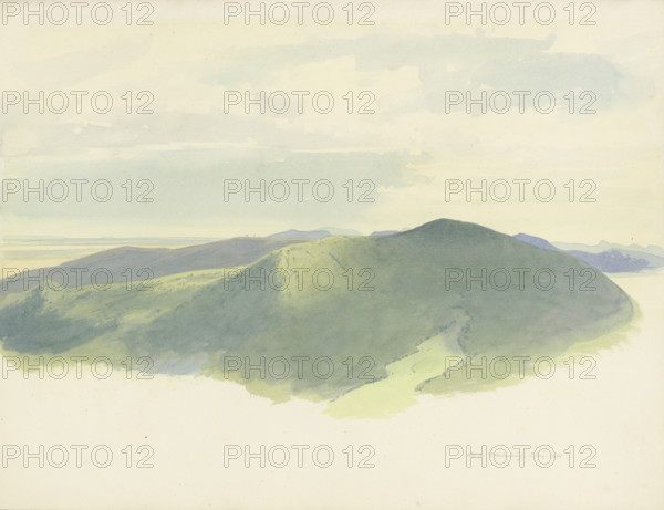 View from Madenburg Castle of the surrounding hilly landscape, 1860. Creator: Carl Theodor Reiffenstein.