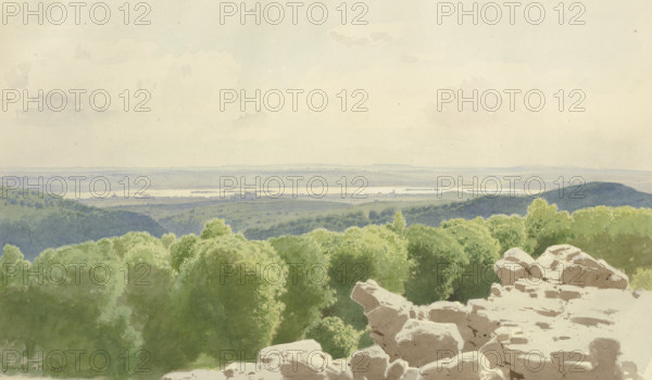 View from the Grauer Stein across the Rheingau region, 1863. Creator: Carl Theodor Reiffenstein.