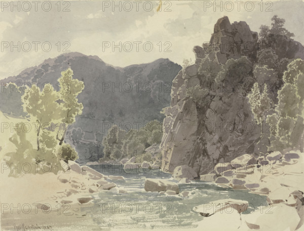 River in a rocky landscape, 1847. Creator: Carl Theodor Reiffenstein.