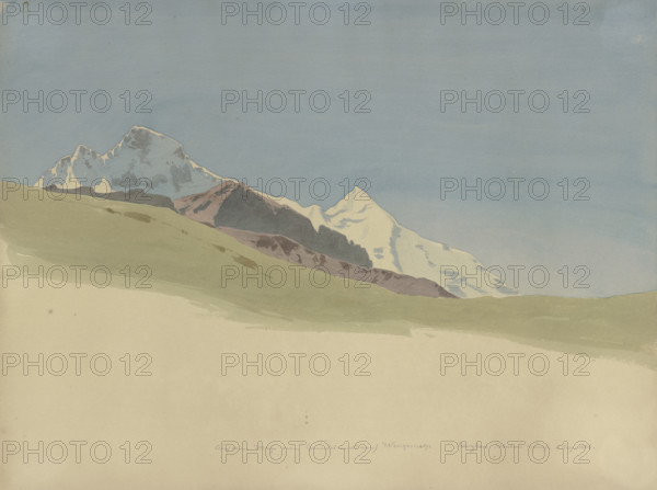 Eiger, Monch and Jungfrau, 1856. Creator: Carl Theodor Reiffenstein.