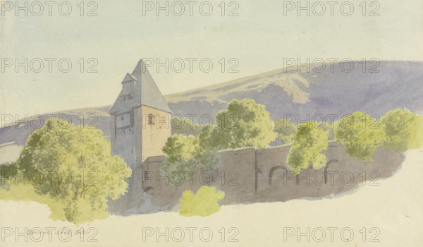 The Michelfeld Tower in the city wall in Oberwesel, 1858. Creator: Carl Theodor Reiffenstein.