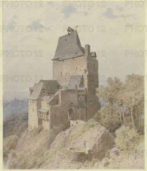 Castel on high mountain, 1884. Creator: Carl Theodor Reiffenstein.