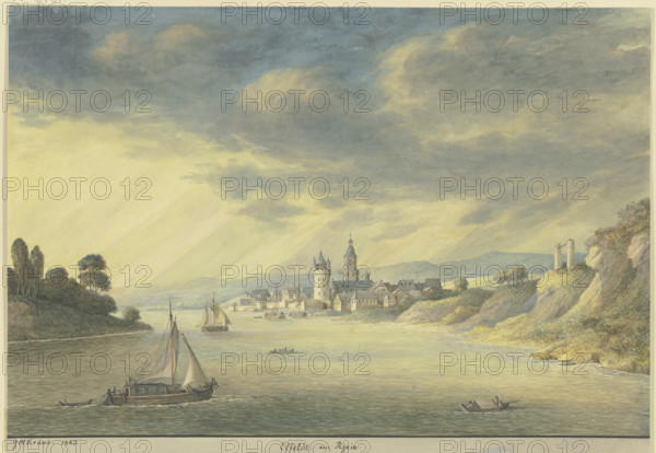 View of Eltville am Rhein, 1803. Creator: Georg Melchior Kraus.