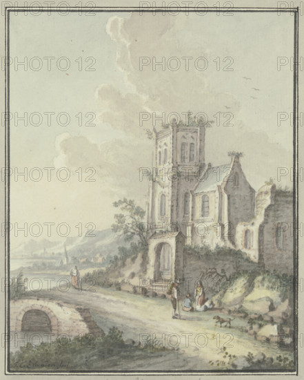 Church ruins by the water, late 18th century. Creator: Johann Caspar Zehender.