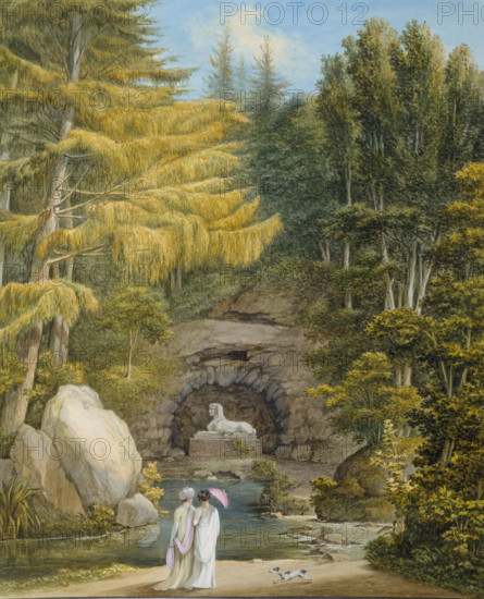 Grotto of the Sphinx in the park at Weimar, 1801. Creator: Georg Melchior Kraus.