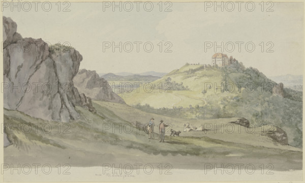 View from the Madelstein towards Wartburg Castle, c1795-1799. Creator: Georg Melchior Kraus.