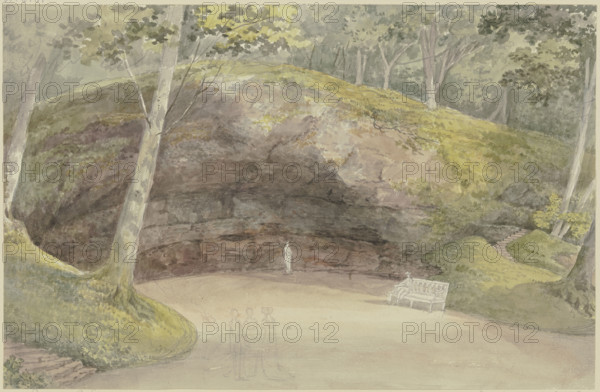 Rock grotto in the park at Wilhelmsthal near Eisenach, c1790-1794. Creator: Georg Melchior Kraus.