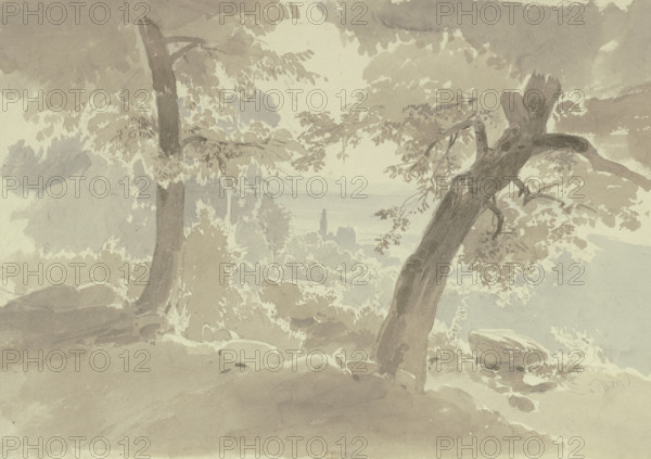 View from the forest of Kronberg Castle, c1840s. Creator: Carl Theodor Reiffenstein.