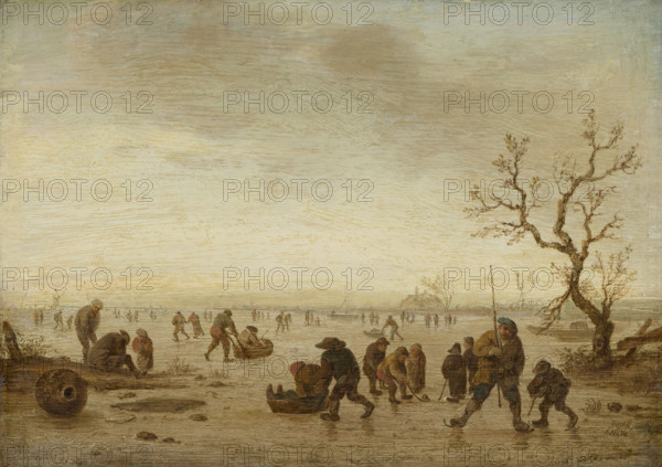 Skaters on the Ice, c1642-1645. Creator: Isaac van Ostade.