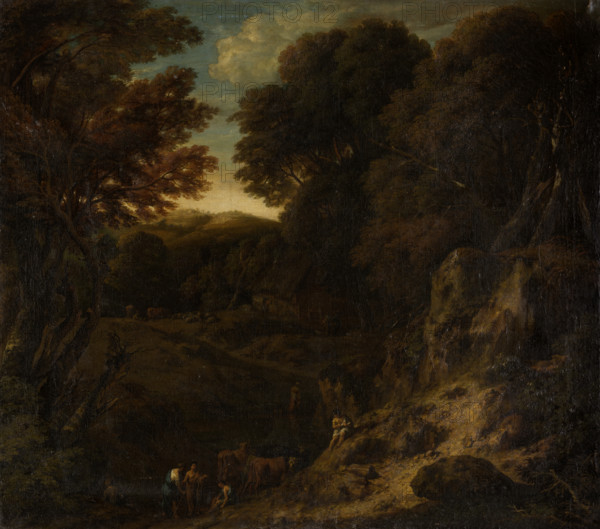 Italian Wooded Landscape with Cattle Pond, c1688-1716. Creators: Cornelis Huysmans, Jan Baptist Huysmans.