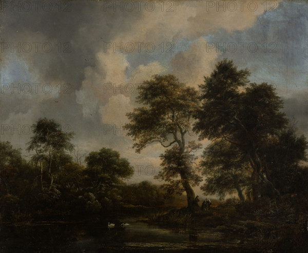 Forest Lake with two Swans, c1660-1665. Creator: Jacob van Ruisdael.