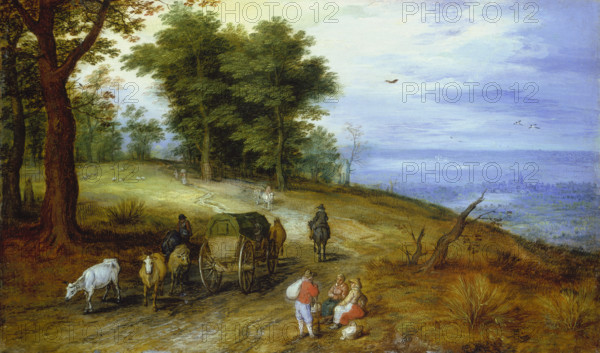 Wooded Landscape with Figures, c1605-1610. Creator: Jan Brueghel the Elder.