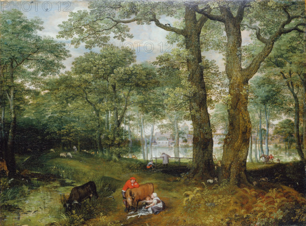 Animals Grazing beneath Trees, 1573. Creator: Lucas van Valckenborch.