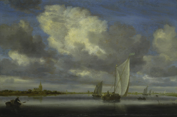 Fishing and Sailing Boats under a Broad Sky, c1645-1646. Creator: Salomon Ruysdael.