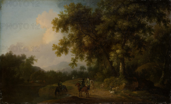 A Hunting Party at the Edge of a Forest, 1750. Creator: Friedrich Wilhelm Hirt.