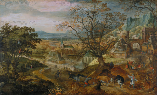 Landscape with Village: "Autumn", c1600. Creator: Jacob Savery I.