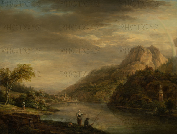 Mountainous River Landscape with Rainbow, 18th century. Creator: Christian Georg Schutz.