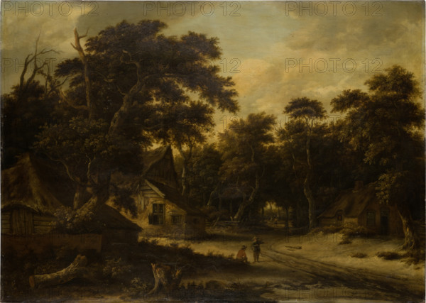 Several Peasant Huts in a Woods, c1660. Creator: Roelof van Vries.