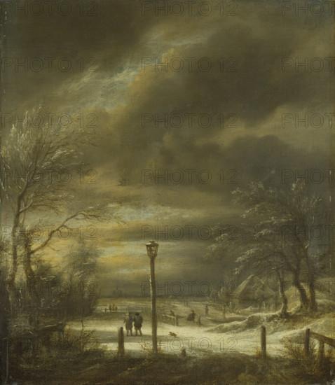Winter Landscape near Haarlem with a Lamppost, c1670-1680. Creator: Jacob van Ruisdael.