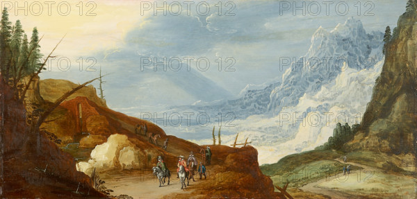Mountain Landscape with Travelers, c1600-1700. Creator: Unknown.