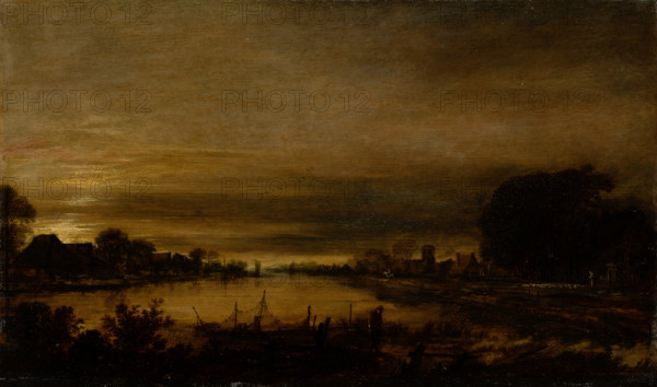 Landscape with Canal at Dusk, c1660-1670. Creator: Aert van der Neer.