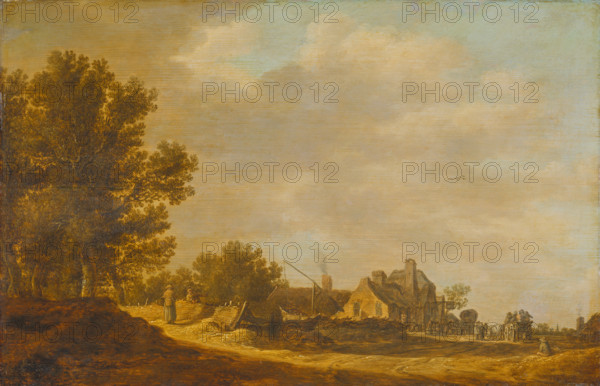 Landscape with Tavern, c1628. Creator: Jan van Goyen.
