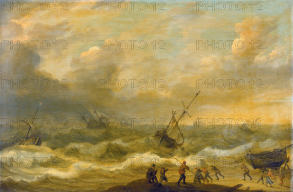Stormy Sea with many Ships, 1638. Creator: Adam Willaerts.