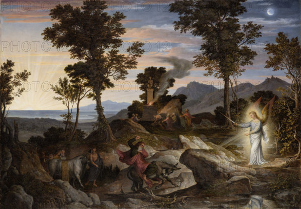 Landscape with the Prophet Balaam and his donkey, c1832. Creator: Joseph Anton Koch.