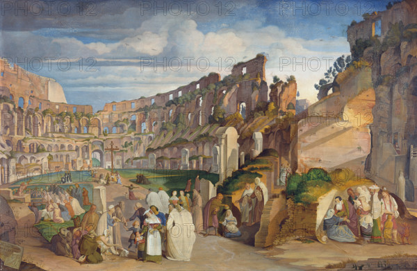 Capuchin Sermon at the Colosseum of Rome, 1822. Creator: Johann Anton Ramboux.