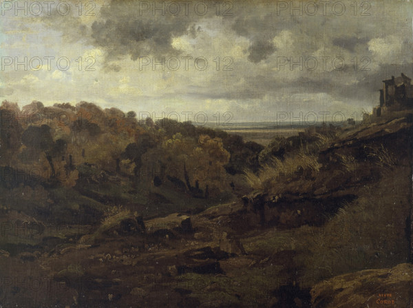 Italian Landscape near Marino in Autumn, 1826-1827. Creator: Jean-Baptiste-Camille Corot.