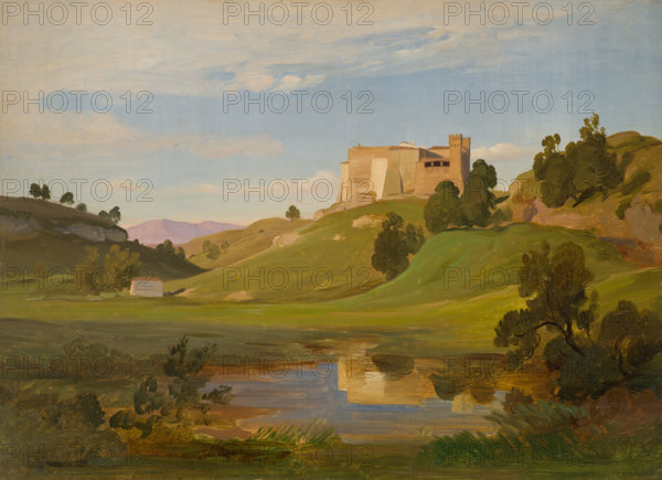 Italian Landscape with Wide Valley and Castle, c1842-1845. Creator: Eduard Wilhelm Pose.