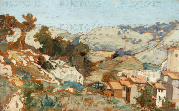 Landscape near Roquevaire in Provence, 1861. Creator: Jean-Baptiste-Camille Corot.