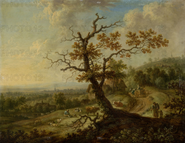 Landscape with Grazing Farm Animals, 18th century. Creator: Christian Georg Schutz.