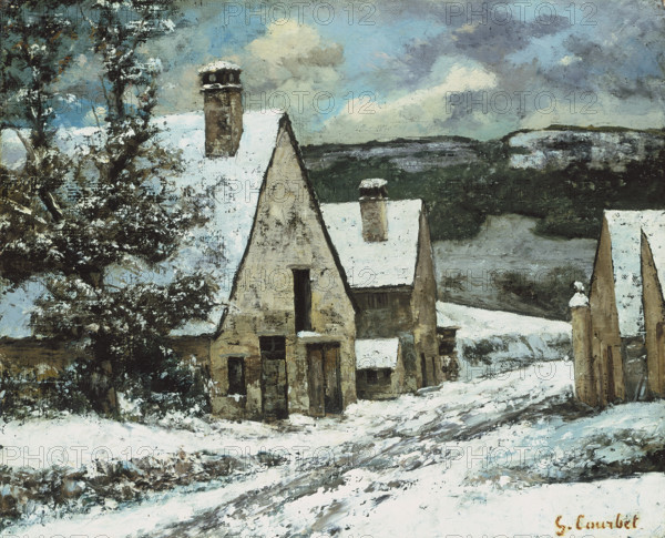 Village Edge in Winter, c1868. Creator: Gustave Courbet.
