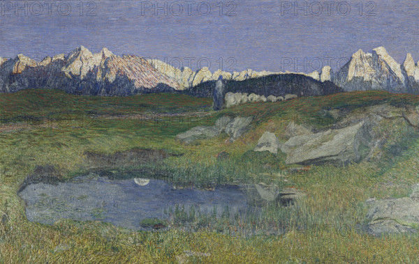 Alpine Landscape at Sunset, 1895-1898. Creator: Giovanni Segantini.