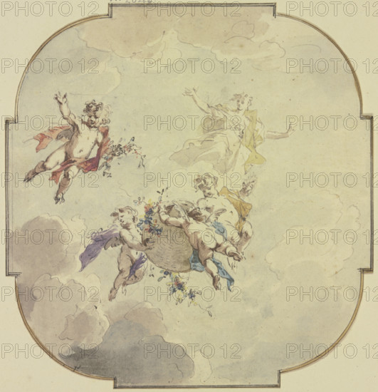 Ceiling design: Flora and putti, 1726. Creator: Jacob de Wit.