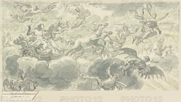 Aurora in a chariot with her entourage. Creator: Unknown.