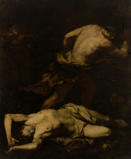 Cain Fleeing after the Murder of Abel, mid-17th century. Creator: Giovanni Battista Langetti.