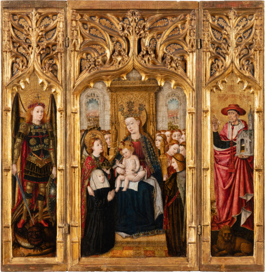 Triptych with Virgin and Child Enthroned, c1448-1458. Creator: Juan Rexach workshop.