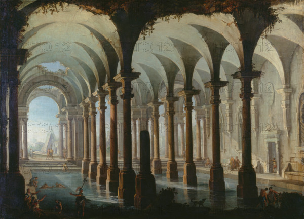 Roman Bath, c1745. Creators: Antonio Joli, Giovanni Paolo Panini.