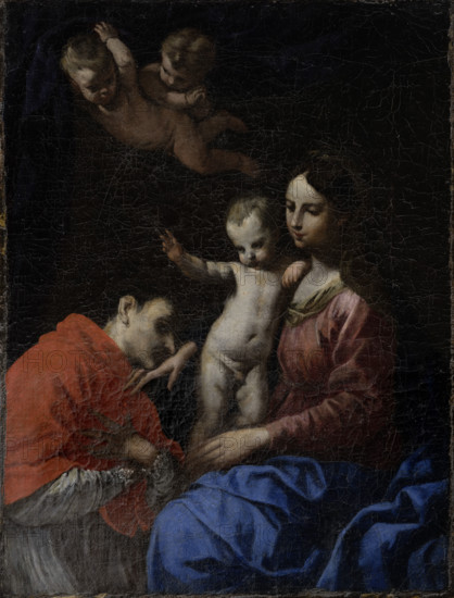 Madonna and Child, worshipped by St Carlo Borromeo, c1630-1650. Creator: Simone Cantarini.