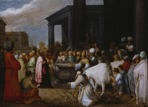 Saints Paul and Barnabas in Lystra, c1610-1620. Creator: Adriaen van Stalbemt.