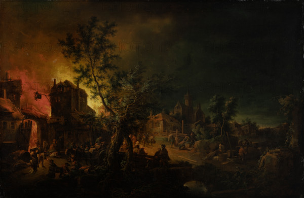 Conflagration at Night, 1762-1769. Creator: Johann Georg Trautmann.
