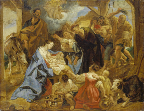 The Adoration of the Shepherds, mid-17th century. Creator: Jacob Jordaens I.