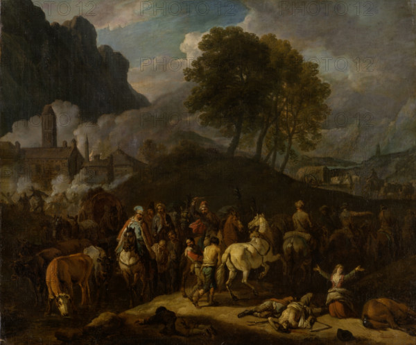 Soldiers Depart after Plundering, c1685-1693. Creator: Pieter van Bloemen.