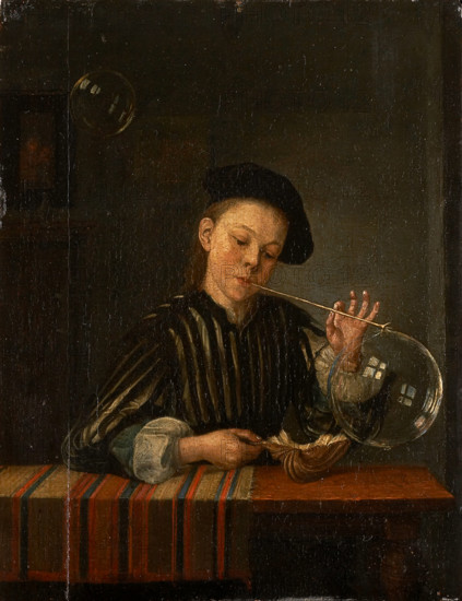 A Boy Blowing Soap Bubbles, c1740-1760. Creator: Dutch Master.
